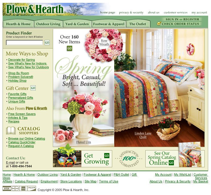 Next - switch to traditional left-side navigation and big splashy panel showing off rich colors and textures of our products.