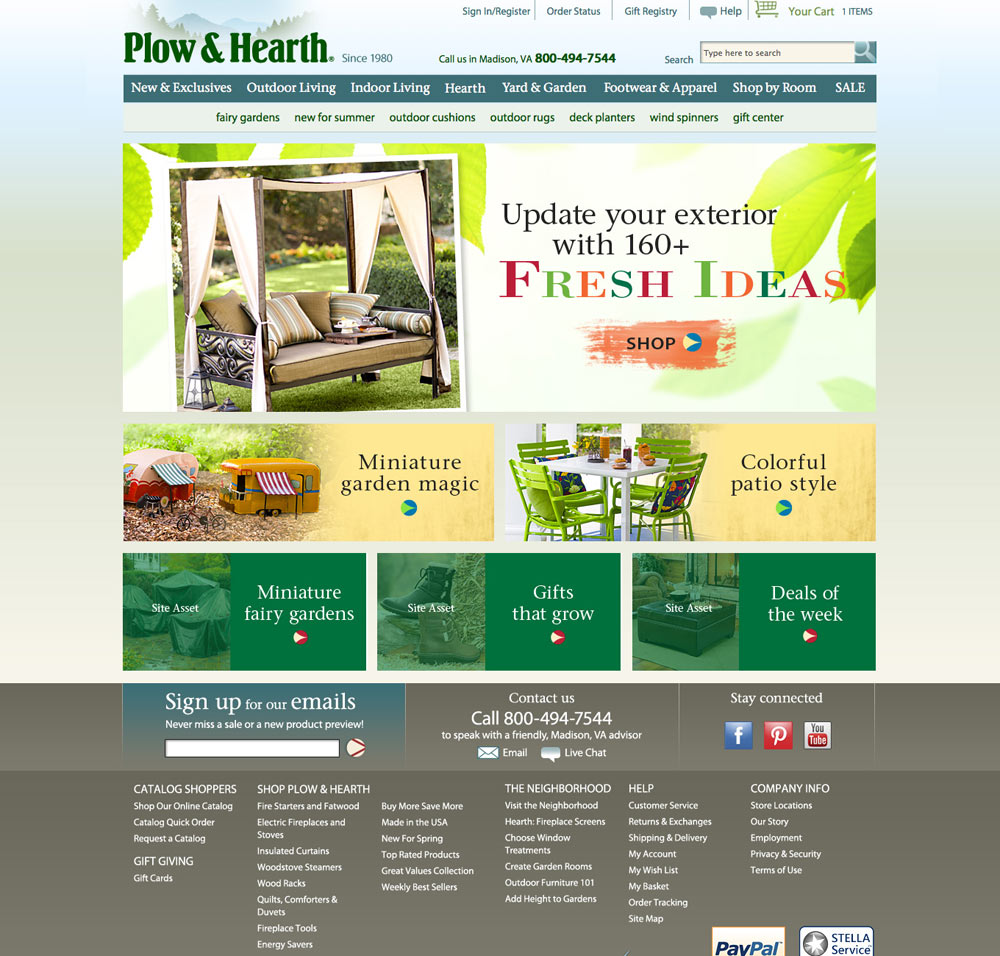 Softer look with lighter coloration, plus narrower focus of message, more traditional header layout.