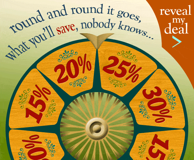 A spinning wheel of fortune ups the odds for this mystery discount message