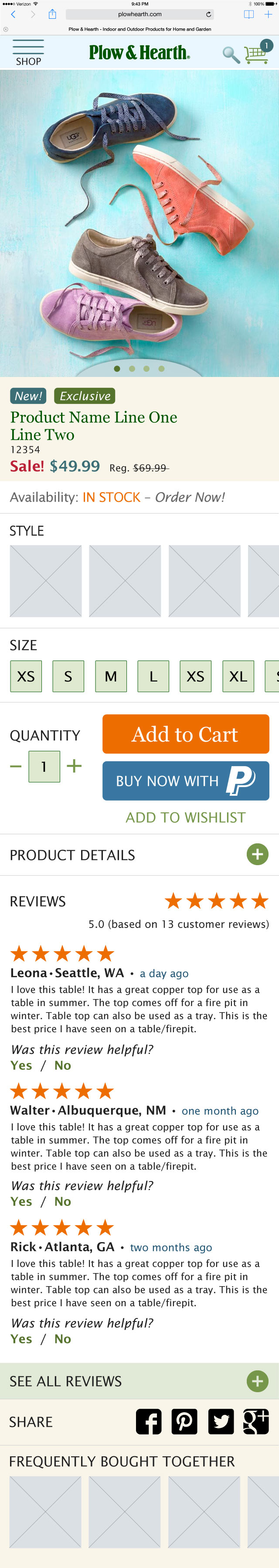Plow&Hearth Mobile Product Page Skin