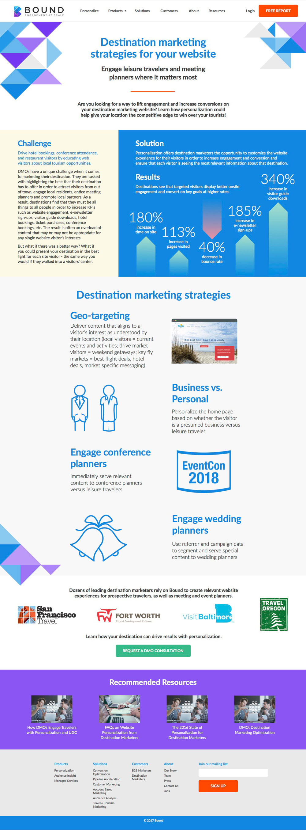 Bound - Travel Tourism Mktg Page, using Sketch