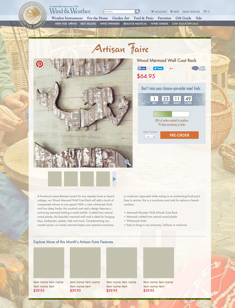 Artisan Faire Product Page Design